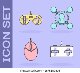 Set Gamepad, Gamepad, Computer mouse gaming and Share icon. Vector