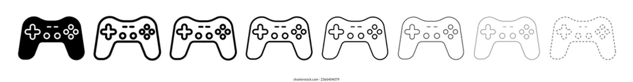 Set of Gamepad different line shapes, thin line design vector illustration