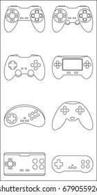 Set of gamepad icons,Game controllers,vector image,outline style,