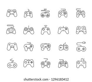 Set of gamepad Related Vector Line Icons. Contains such Icons as computer games, virtual reality, game console, eSports and etc. - Vector 