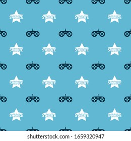 Set Gamepad and Star on seamless pattern. Vector