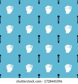 Set Gamepad and Virtual reality glasses on seamless pattern. Vector