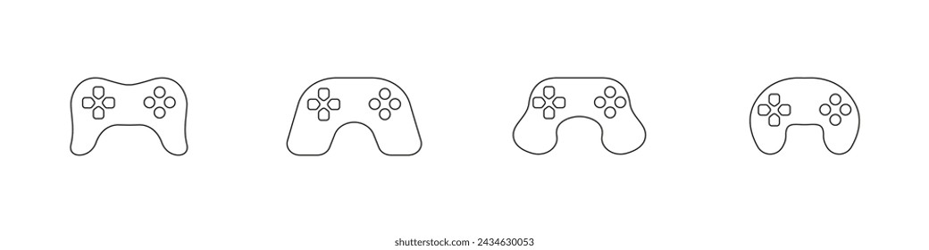 Set of gamepads vector. Linear game joysticks vector. Stylish game controllers vector. Game console vector icon.
