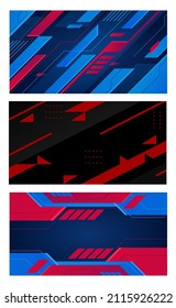 set of gaming backgrounds with abstract shapes. game technology concept for Streamer background design template with abstract shape elements for gamers, pro players, twitch, youtube.