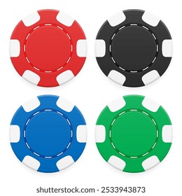Set of gaming chips for poker and casino. Vector illustration.