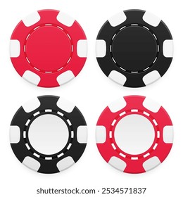 Set of gaming chips for poker and casino. Vector illustration.