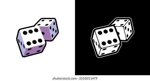 Set of gaming dice concept in different styles. Vector