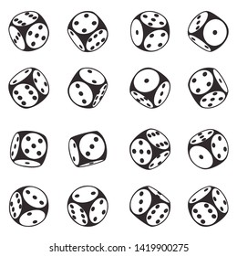 A set of gaming dice. The symbol of gambling. Victory and Success. Vector image on white background.