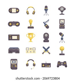 set of gaming gamer icon bundle vector illustration design eps.10
