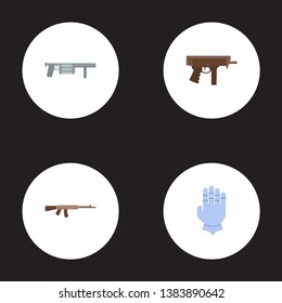 Set of gaming icons flat style symbols with gauntlet, rpg, submachine and other icons for your web mobile app logo design.