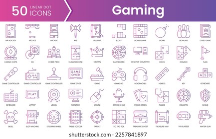 Set of gaming icons. Gradient style icon bundle. Vector Illustration