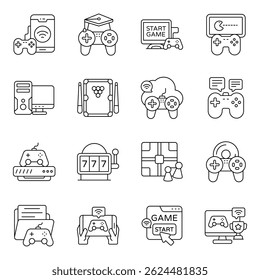 Conjunto de iconos de línea de juego
