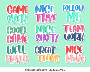 Set of gaming quotes stickers