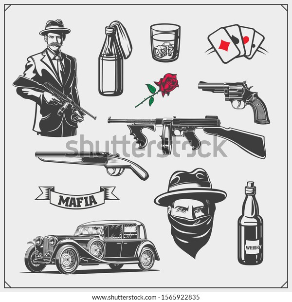 Set Gangsters Mafia Emblems Labels Design Stock Vector (Royalty Free ...