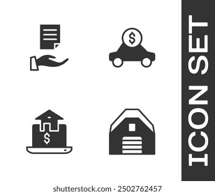 Set Garage, House contract, Online real estate and Car rental icon. Vector