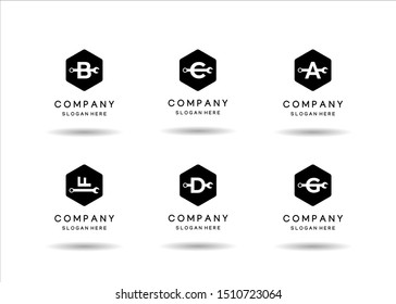 Set of Garage Letters Logo, Garage Symbol or Logo Templates in Black and White