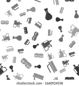 Set Garbage bag , Brush for cleaning , Plastic bottles for liquid dishwashing liquid and Sponge  on seamless pattern. Vector