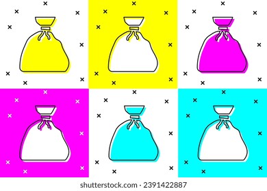 Set Garbage bag icon isolated on color background.  Vector Illustration