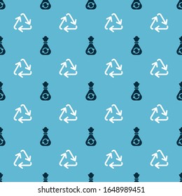 Set Garbage bag with recycle and Recycle symbol on seamless pattern. Vector