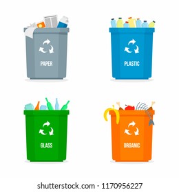 Set of garbage box background. Flat illustration of set of garbage box vector background for web design