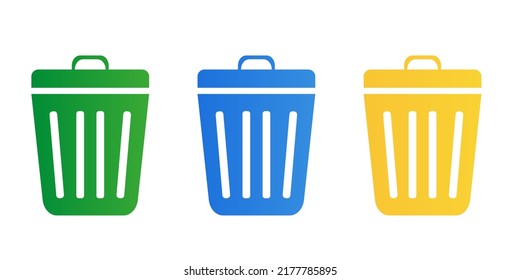 A set of garbage cans for waste disposal. Vector illustration.