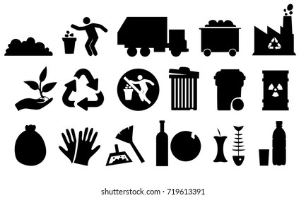Set of garbage icon and pictogram. Simple vector illustration