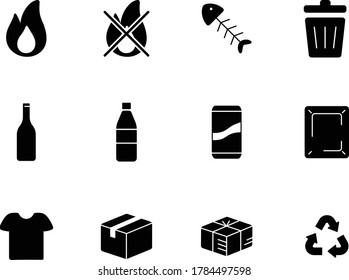 Conjunto de iconos de etiquetas de segregación de elementos no utilizados