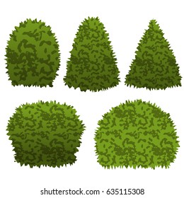 Set of garden bushes.  Isolated vector bushes can be used to construct topiary garden scene. Vector illustration