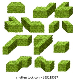Set of garden bushes.  Isolated vector bushes can be used to construct topiary garden scene. Vector illustration