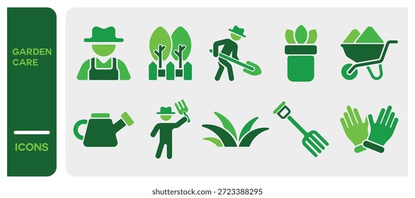 Set of garden care, gardener, vector icons