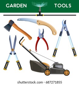 Set of garden cutting tools. Vector illustration
