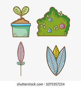 Set of garden elements