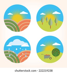 set garden farm scene