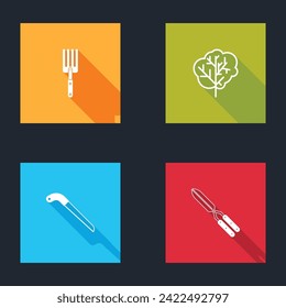 Set Garden fork, Tree, saw and Gardening handmade scissor icon. Vector
