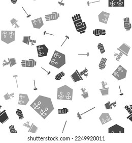 Set Garden gloves, Hammer, Cactus and succulent in pot and Home greenhouse and plants on seamless pattern. Vector
