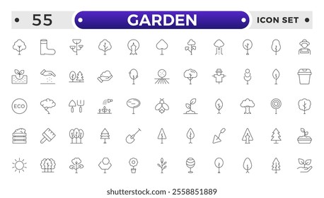 Set of garden icons. Growing seedlings plant shoots. Agriculture and gardener. Biotechnology plants. Sowing seeds.
