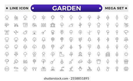 Set of garden icons. Growing seedlings plant shoots. Agriculture and gardener. Biotechnology plants. Sowing seeds.