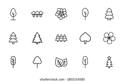 Set of garden icons in modern thin line style. High quality black outline green symbols for web site design and mobile apps. Simple garden pictograms on a white background.