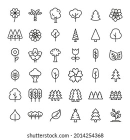 Set of garden icons in modern thin line style. High quality black outline green symbols for web site design and mobile apps. Simple garden pictograms on a white background.