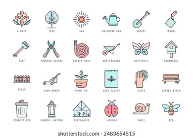 Set of garden icons vector illustration. icons bundle isolated on white background.