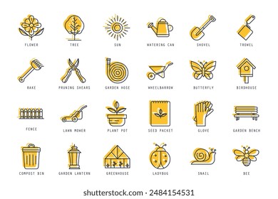 Set of garden icons vector illustration. icons bundle isolated on white background.
