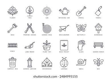 Set of garden icons vector illustration. icons bundle isolated on white background.