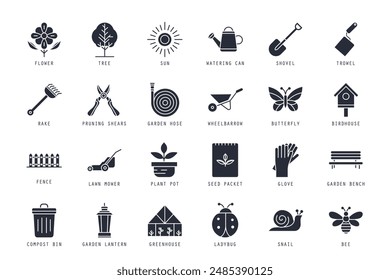 Set of garden icons vector illustration. icons bundle isolated on white background.