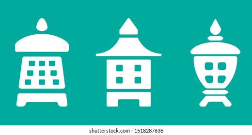 Set garden Lantern silhouette, vector art