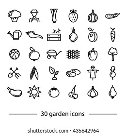 set of garden line icons