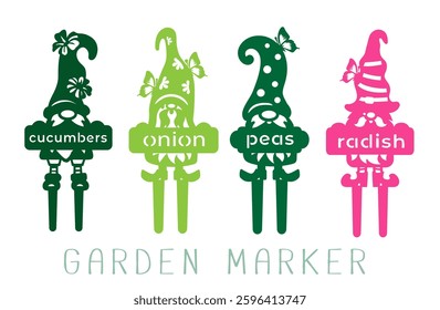 Set of Garden markers - cucumbers, onions, peas, radish