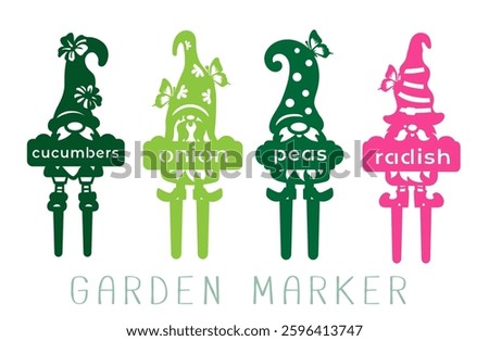Set of Garden markers - cucumbers, onions, peas, radish