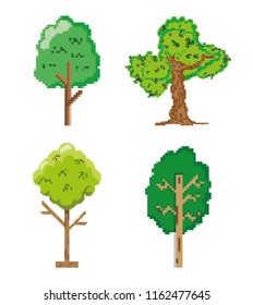 Set of garden and nature pixelated icons