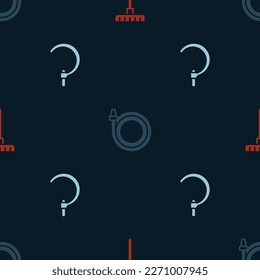 Ponga el rastrillo de jardín, la manguera y la espiral en un patrón sin fisuras. Vector