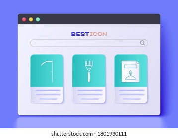 Set Garden rake, Scythe and A pack full of seeds of a specific plant icon. Vector